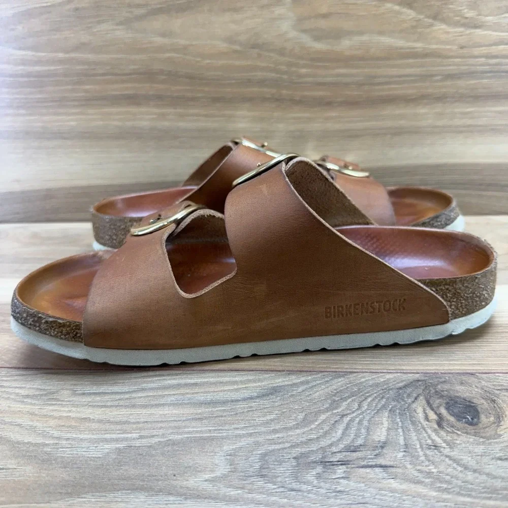 Birkenstock Arizona Big Buckle Sandals 8 N EU 39 Cognac Leather Travel Vacation
